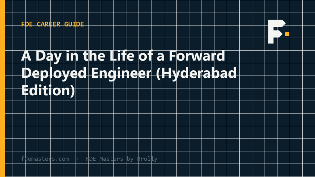 Hour-by-hour timeline of a forward deployed engineer's working day in Hyderabad